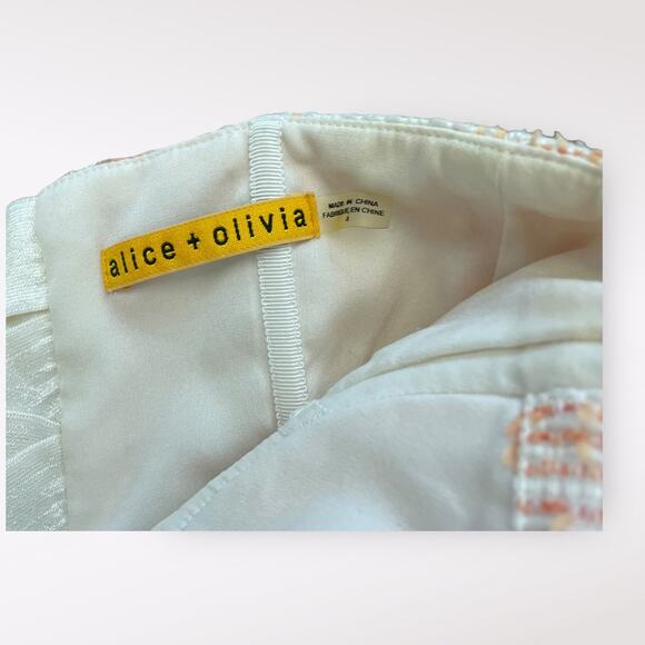 Alice + Olivia Orange Strapless‎ Shellyanne Tiered Tweed Dress Size 8 - Picture 2 of 7